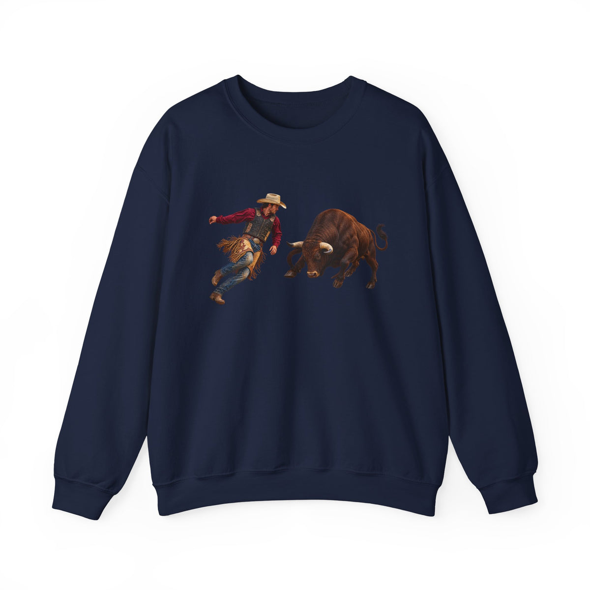 Crewneck Sweatshirt - Cowboys - Cowboy and Bull - Color - 3D Transparent