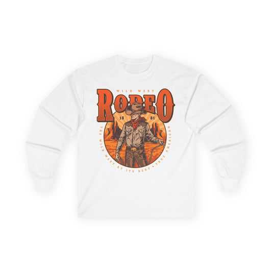 Unisex Ultra Cotton Long Sleeve Tee - Wild West Rodeo - True American - The Wild West At Its Best