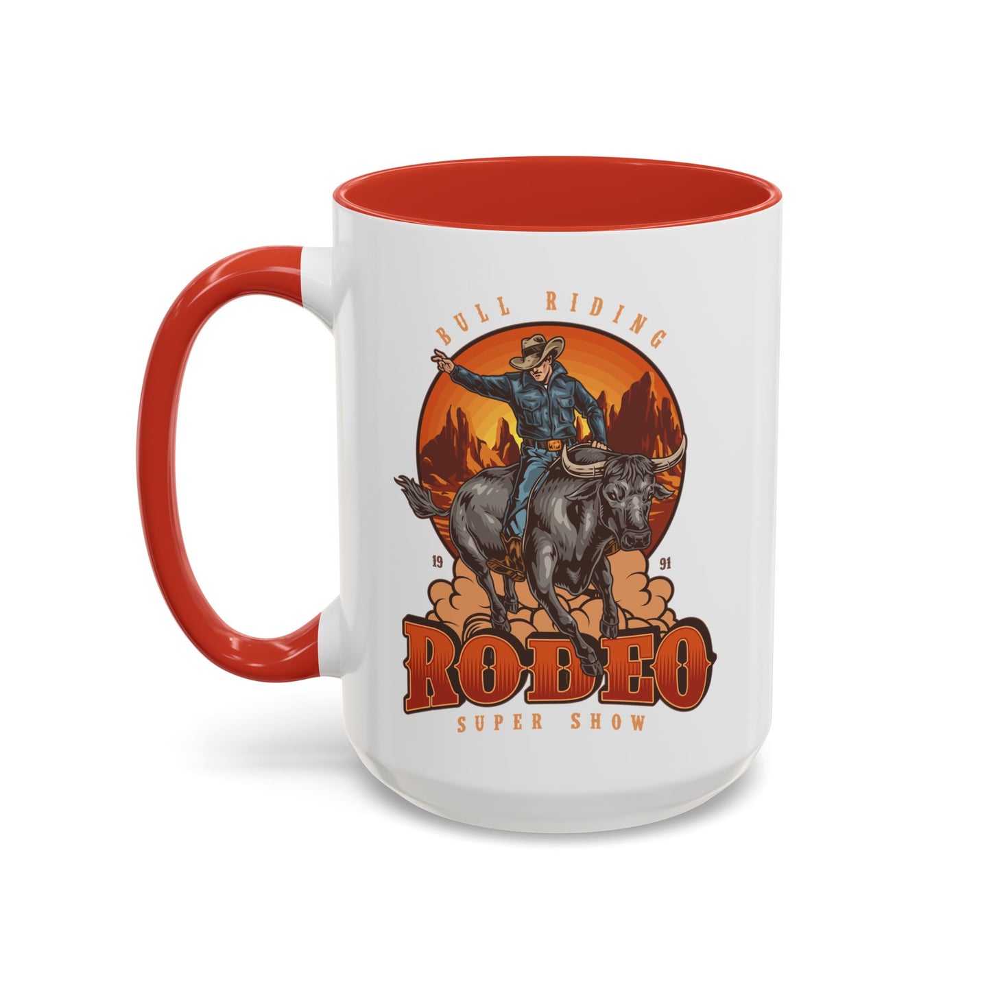 Accent Coffee Mug (11, 15oz) - Bull Riding - Rodeo Super Show