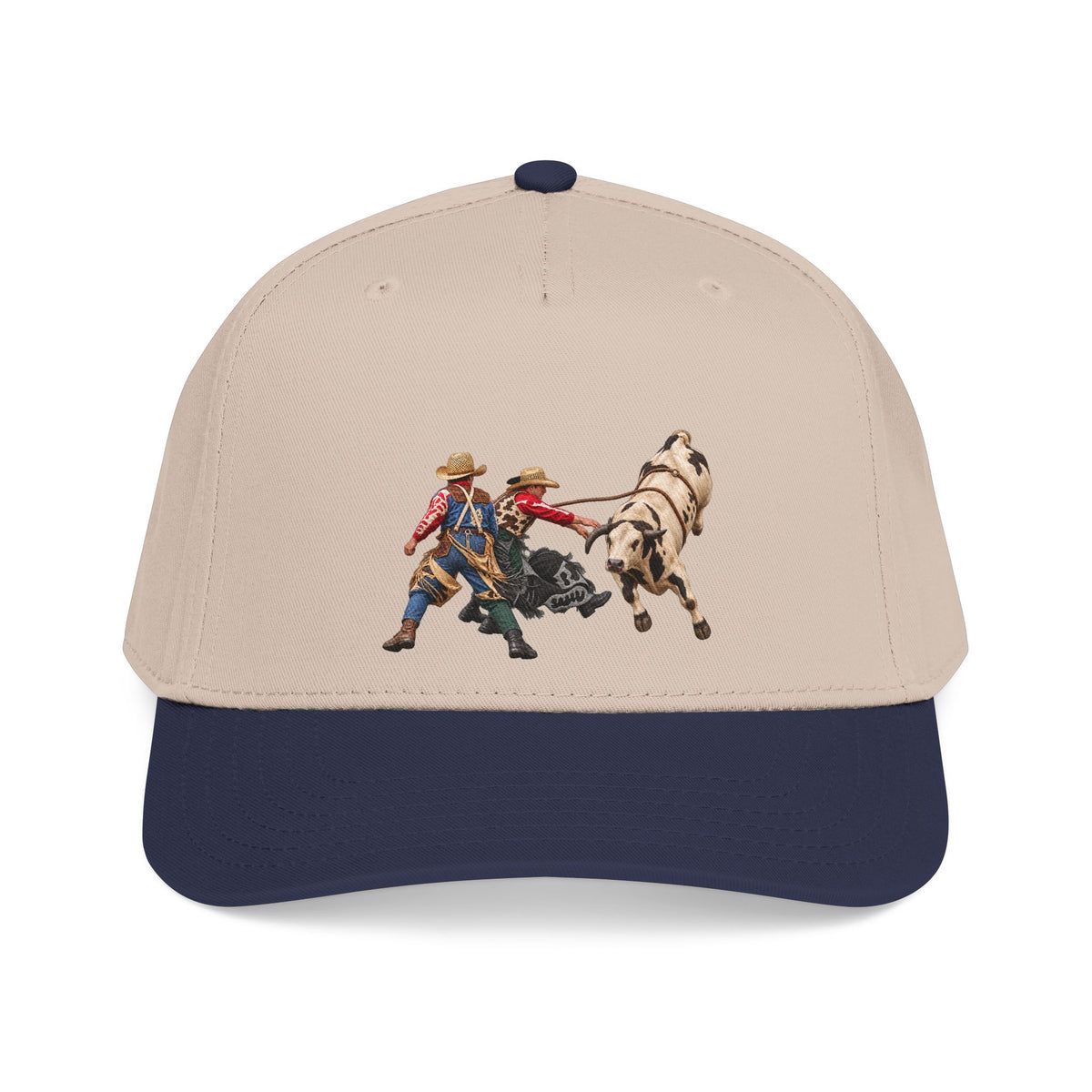 Mid Profile Baseball Cap — Cowboys - Clowns and Bull - without Text - 3D Transparent