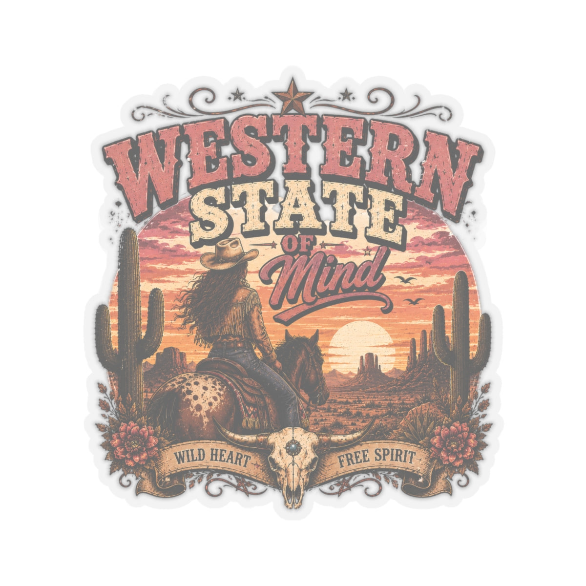 Kiss-Cut Sticker — Western spirit at sunset