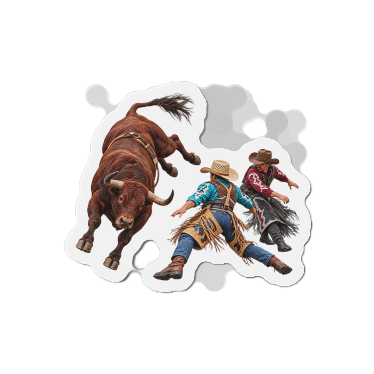 Die-Cut Magnets — Cowboys - Clowns and Brown Bull - without Text - 3D Transparent