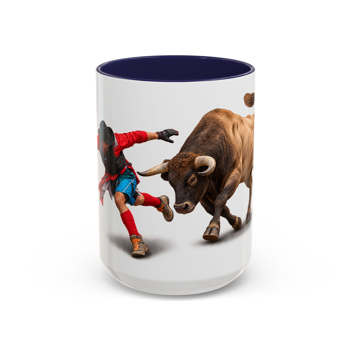 Accent Coffee Mug (11, 15oz) - Rodeo - Bull and Clown - 3D
