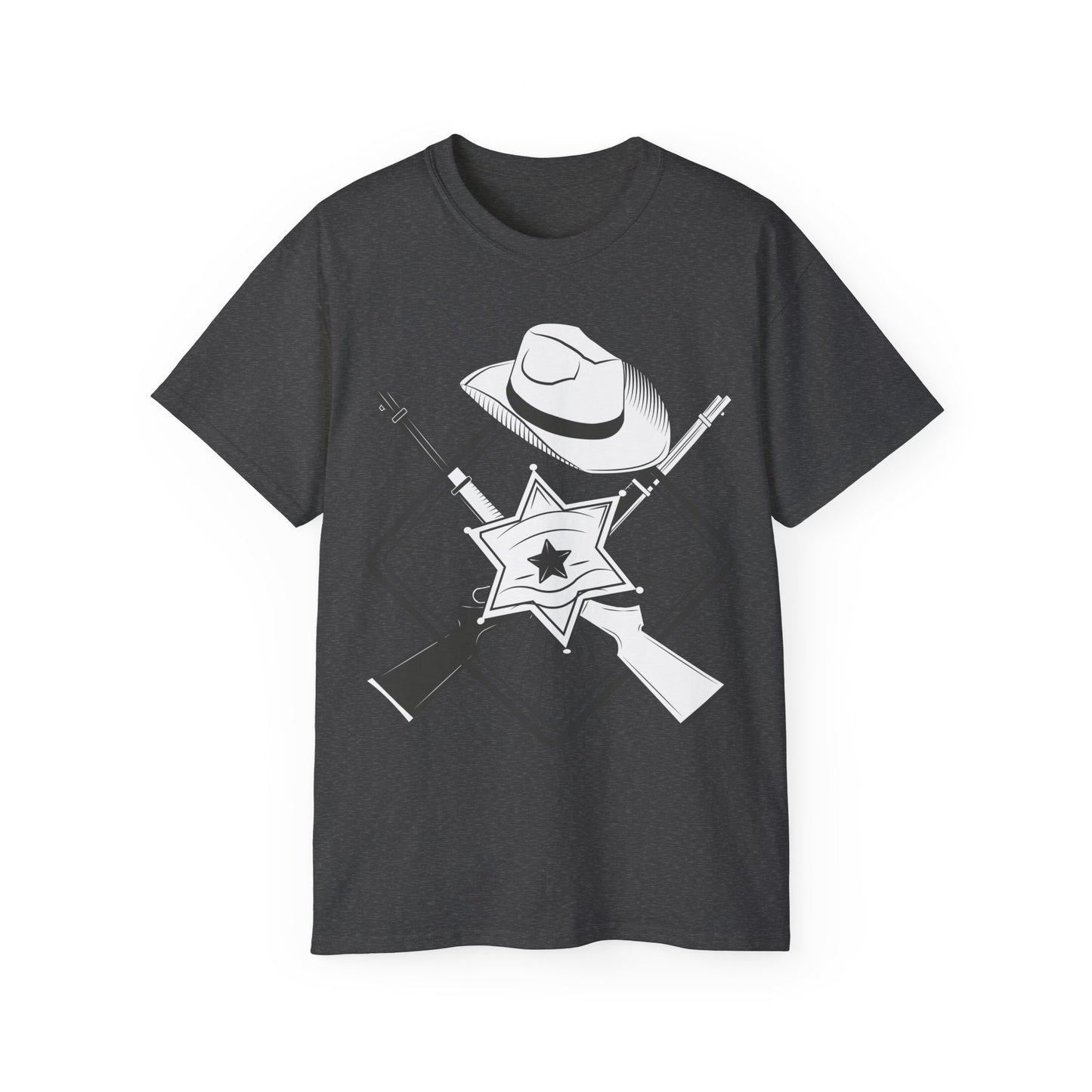 Unisex Ultra Cotton Tee - Vintage Cowboy w Rifles and Hat