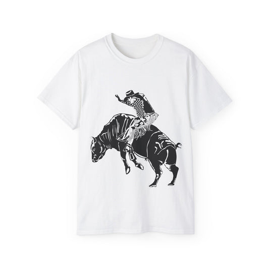 Unisex Ultra Cotton Tee - Cowboy - Bull Rider - BW
