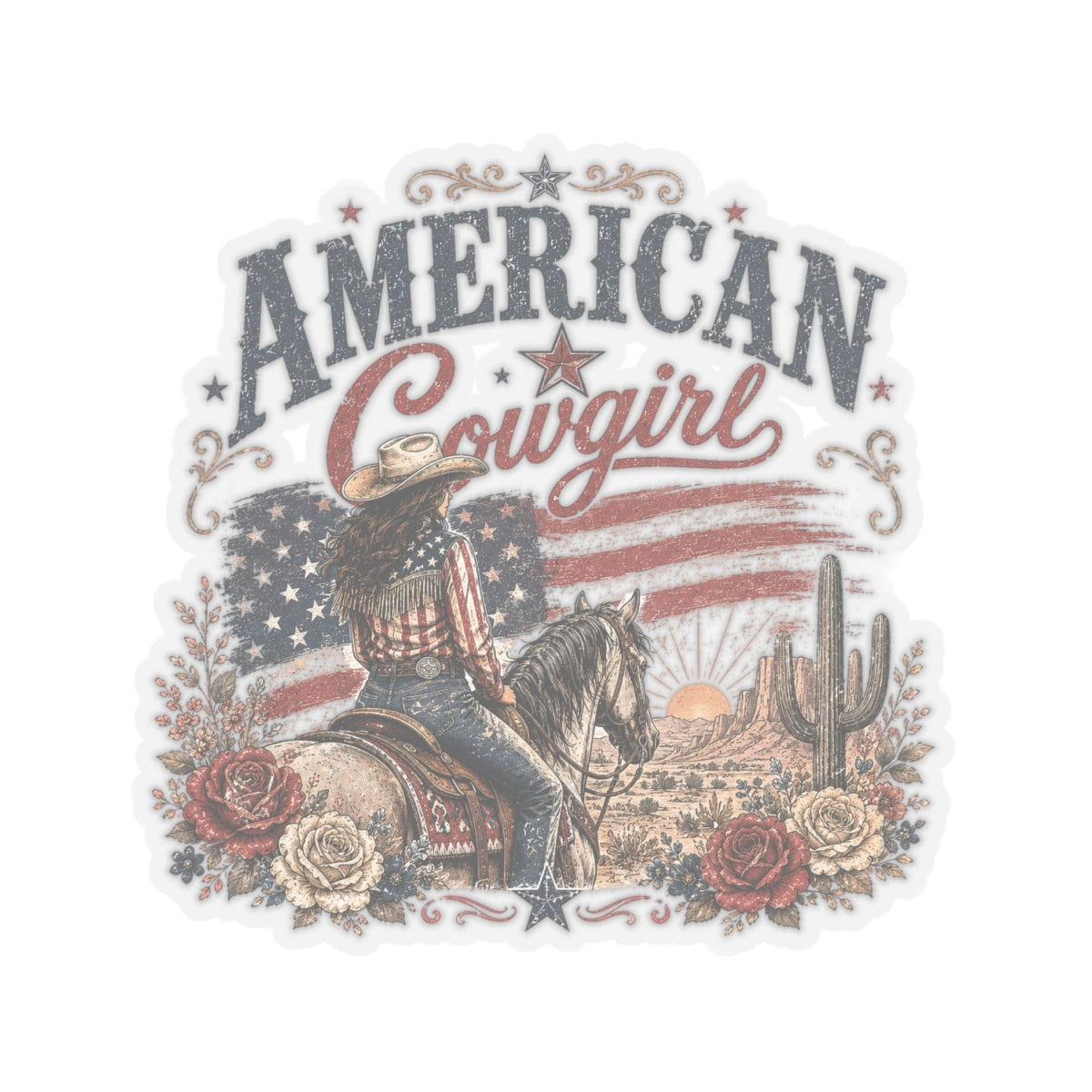 Kiss-Cut Sticker — American cowgirl