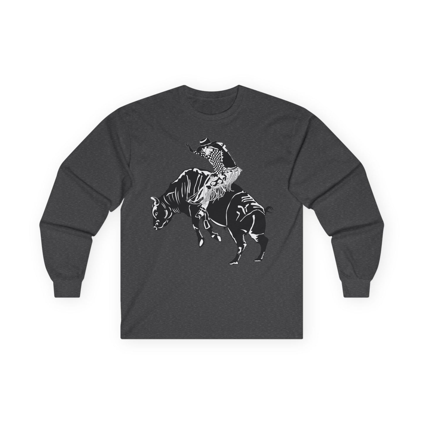 Unisex Ultra Cotton Long Sleeve Tee - Cowboy - Bull Rider - BW