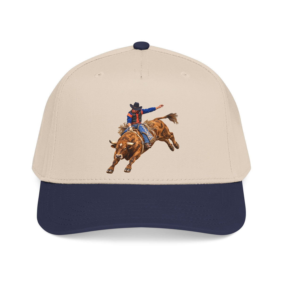 Mid Profile Baseball Cap — Cowboys - Bull Rider - Oblique - without Text - 3D Transparent