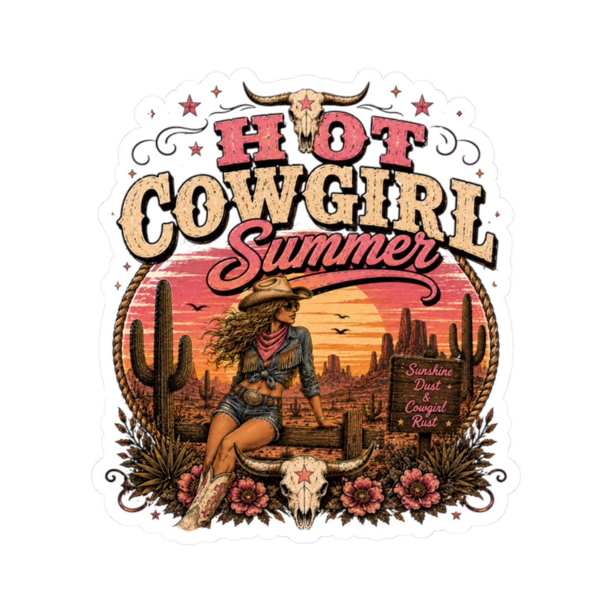 Kiss-Cut Sticker — Hot cowgirl summer vibes