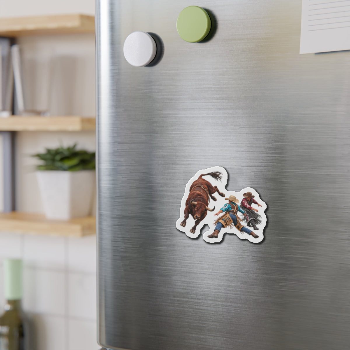 Die-Cut Magnets — Cowboys - Clowns and Brown Bull - without Text - 3D Transparent