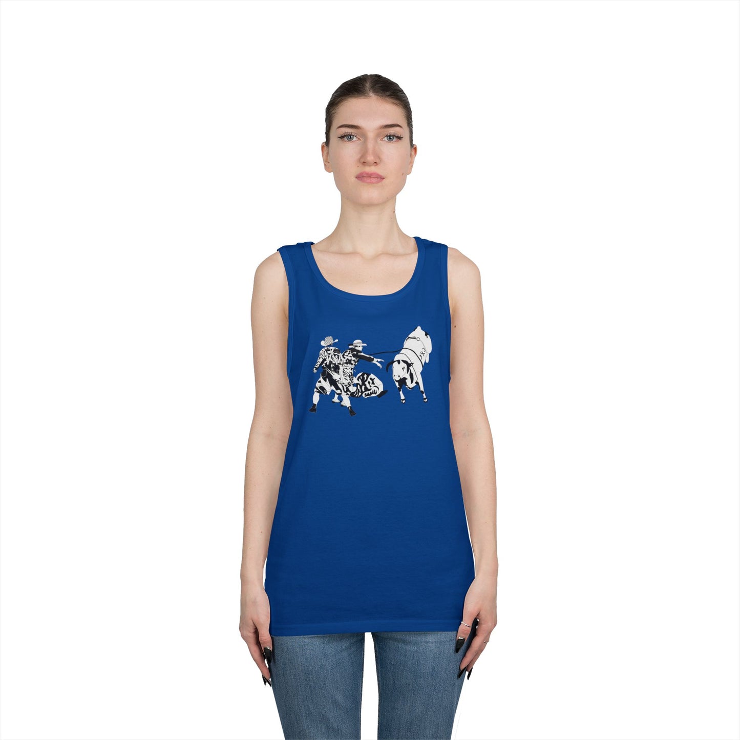 Unisex Heavy Cotton Tank Top - Clowns and Bull - BW