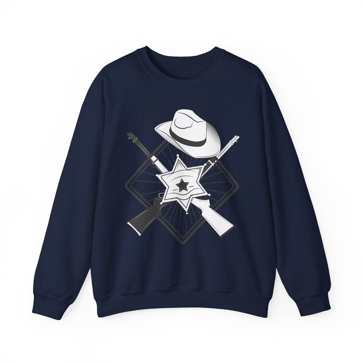 Crewneck Sweatshirt - Vintage Cowboy w Rifles and Hat