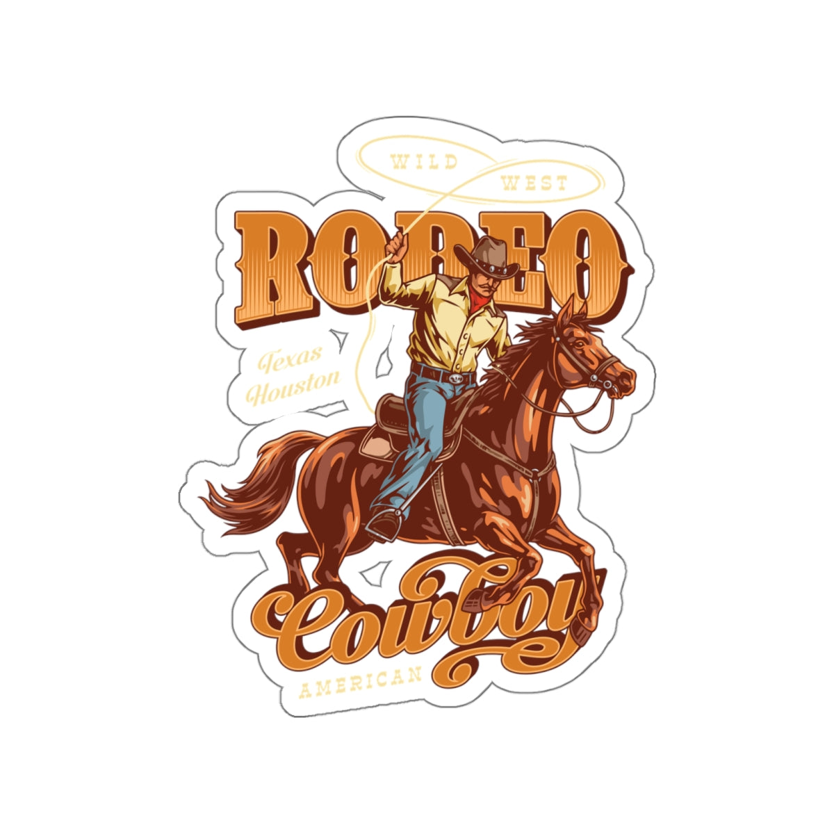 Die-cut stickers - Wild West - Houston, Texas - American Rodeo Cowboy
