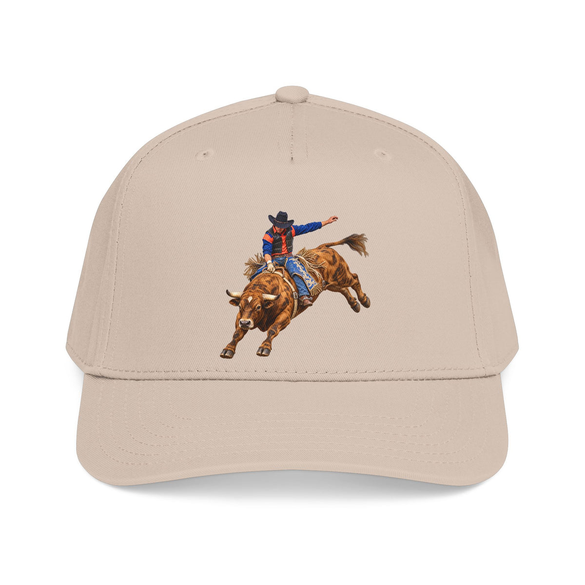 Mid Profile Baseball Cap — Cowboys - Bull Rider - Oblique - without Text - 3D Transparent
