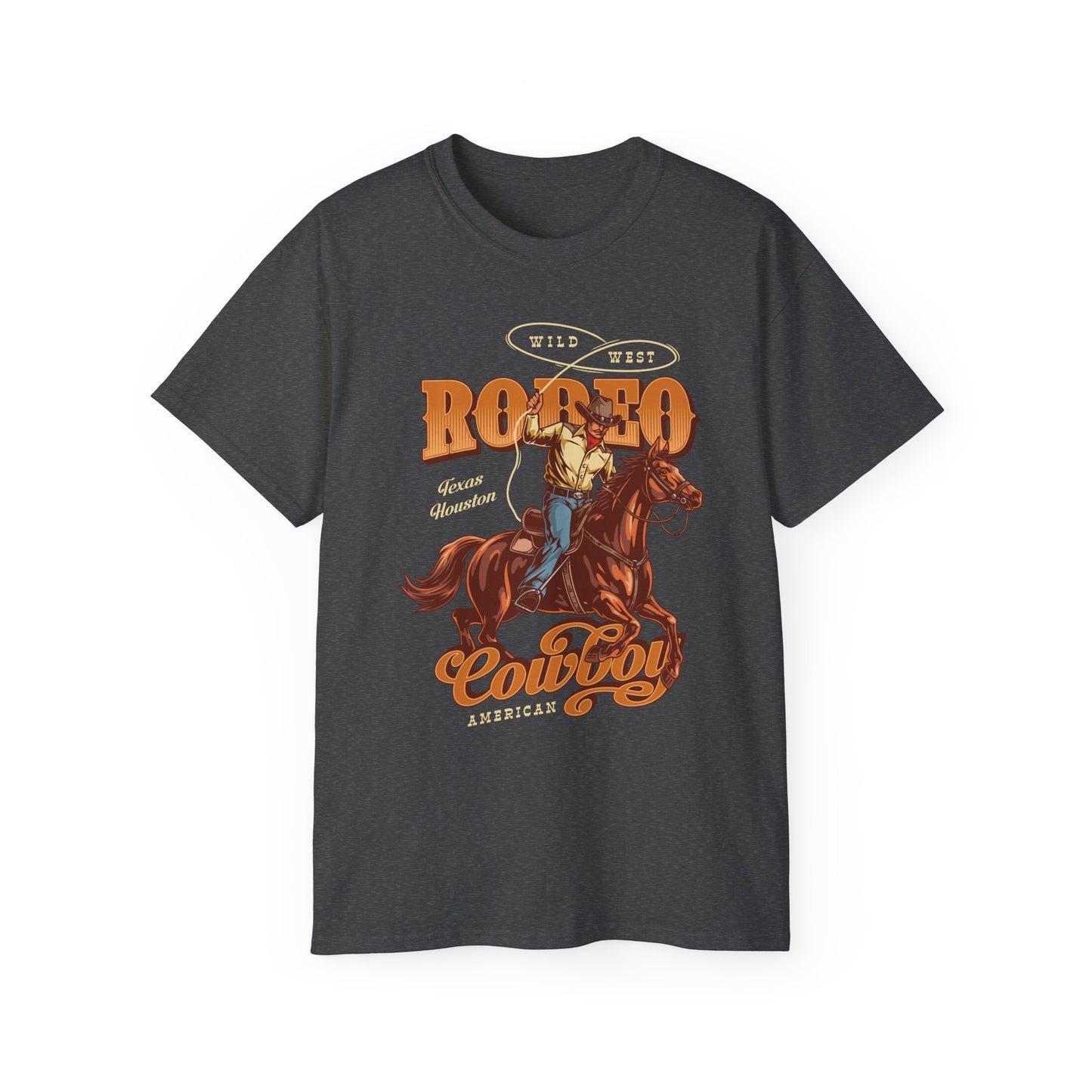 Western Rodeo Cowboy Tee - Fun Casual Shirt for Rodeo Fans, Gift for Country Lovers, Festival Outfit, Everyday Wear, Rodeo Apparel - Wild West - Houston, Texas - American Rodeo Cowboy