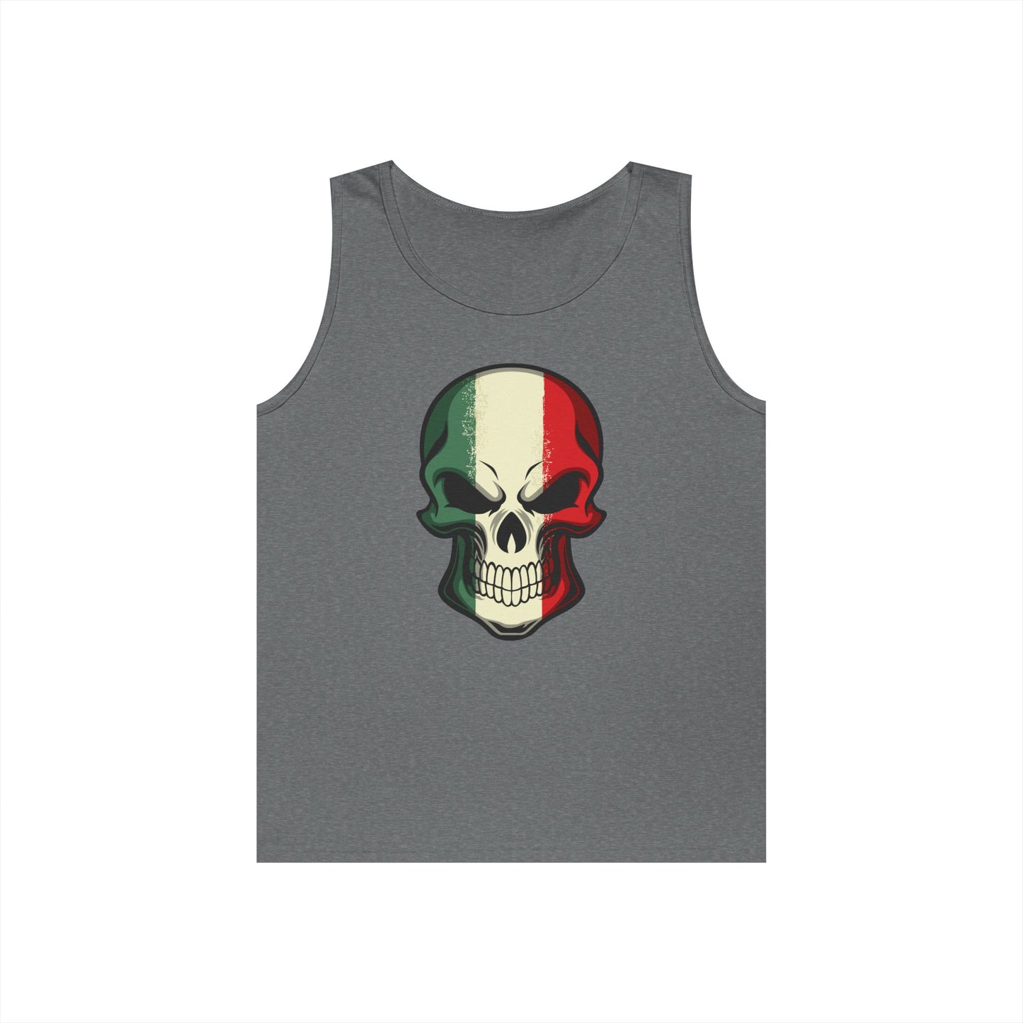 Unisex Heavy Cotton Tank Top - Red White Green Skull