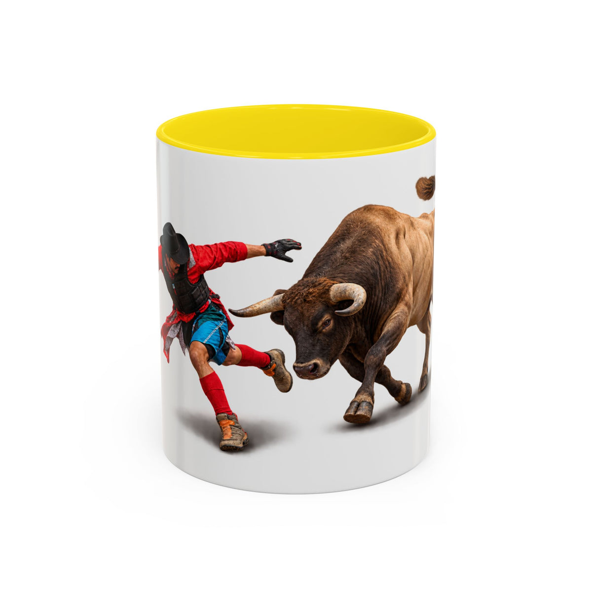 Accent Coffee Mug (11, 15oz) - Rodeo - Bull and Clown - 3D