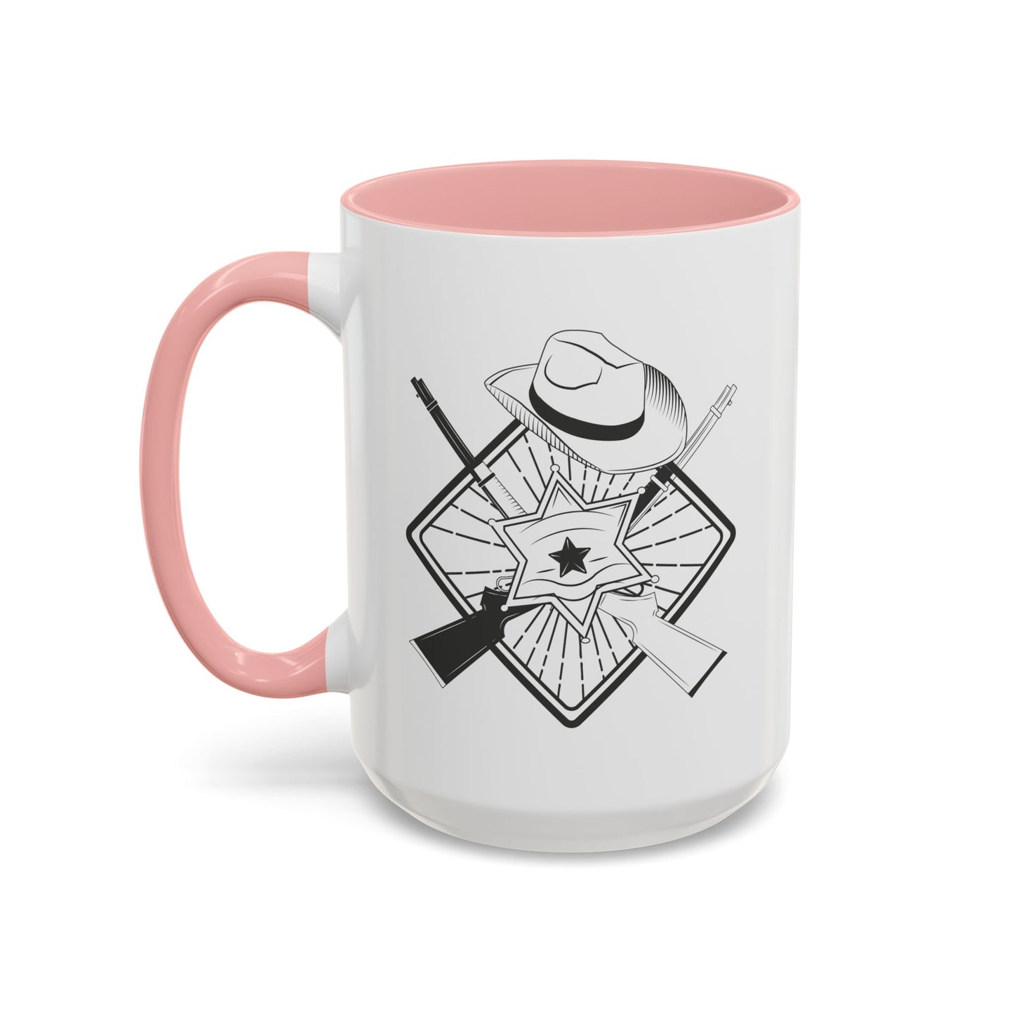 Accent Coffee Mug (11, 15oz) - Vintage Cowboy w Rifles and Hat