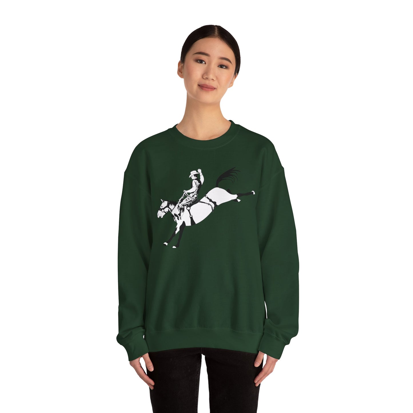 Crewneck Sweatshirt - Cowboy - Bronco Buster - BW