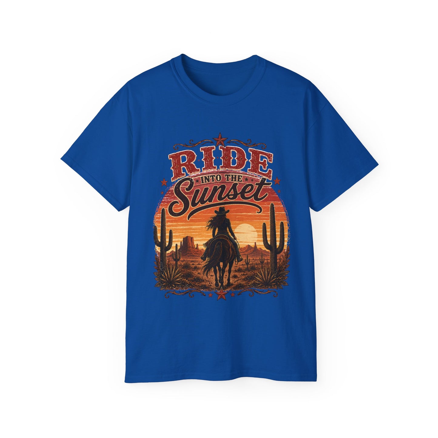 T-Shirt - Riding into the desert sunset