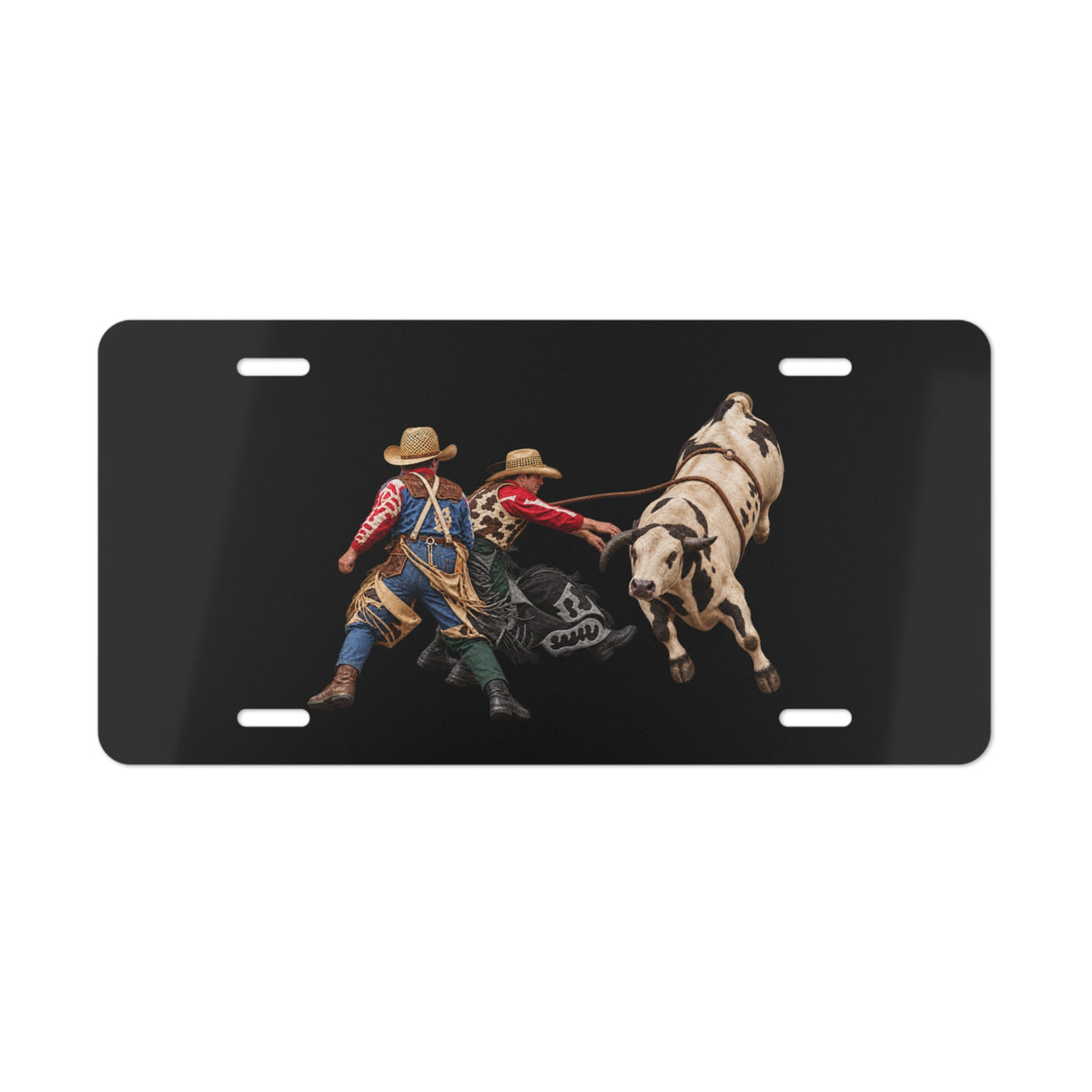 Vanity License Plate - Cowboys - Clowns and Bull - without Text - 3D Transparent