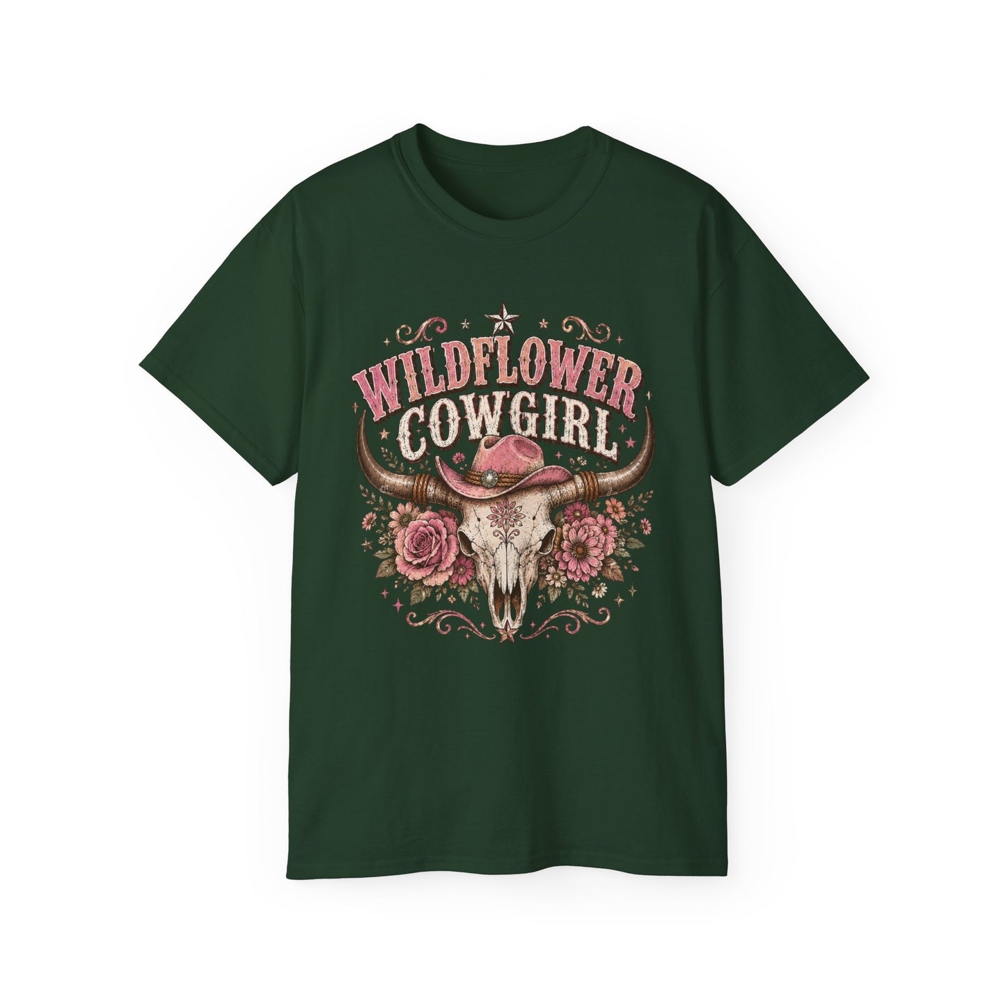 T-Shirt - Wildflower cowgirl with rustic charm