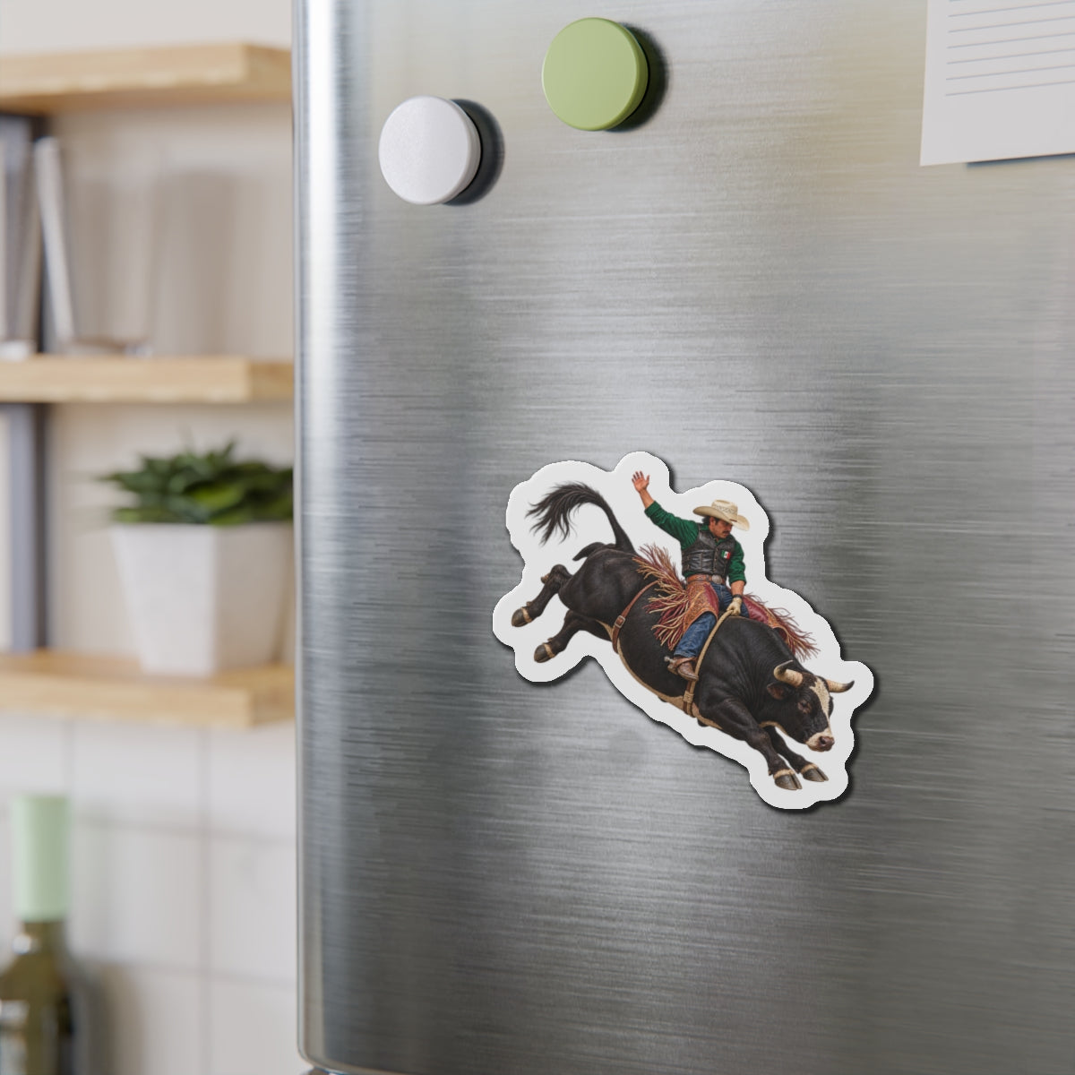 Die-Cut Magnets — Cowboys - Bull Rider - Latino - without Text - 3D Transparent