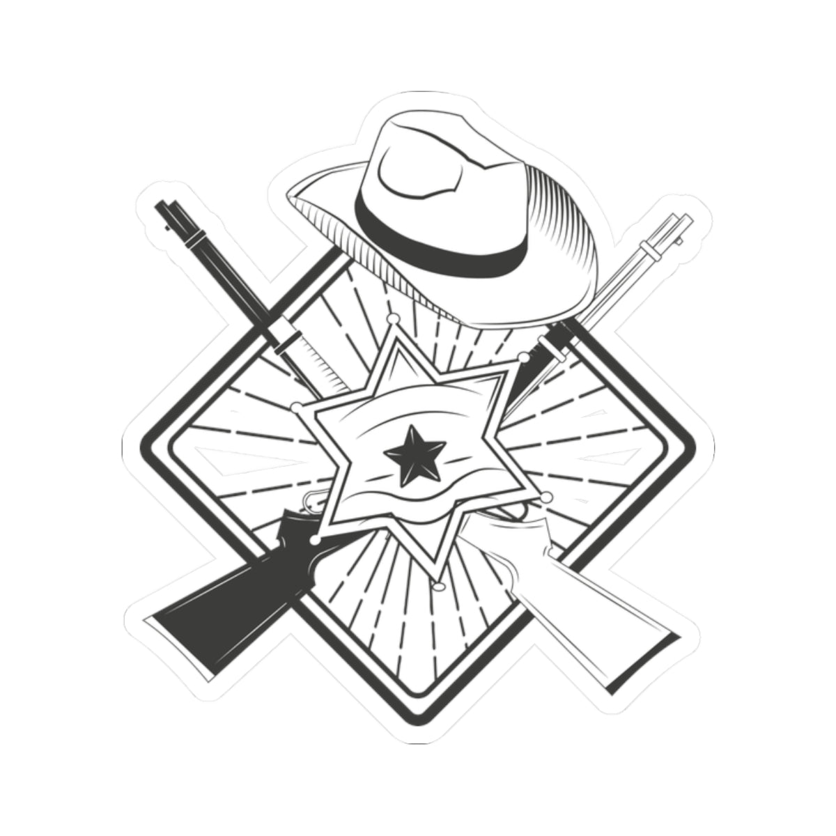 Kiss-Cut Stickers - Vintage Cowboy w Rifles and Hat