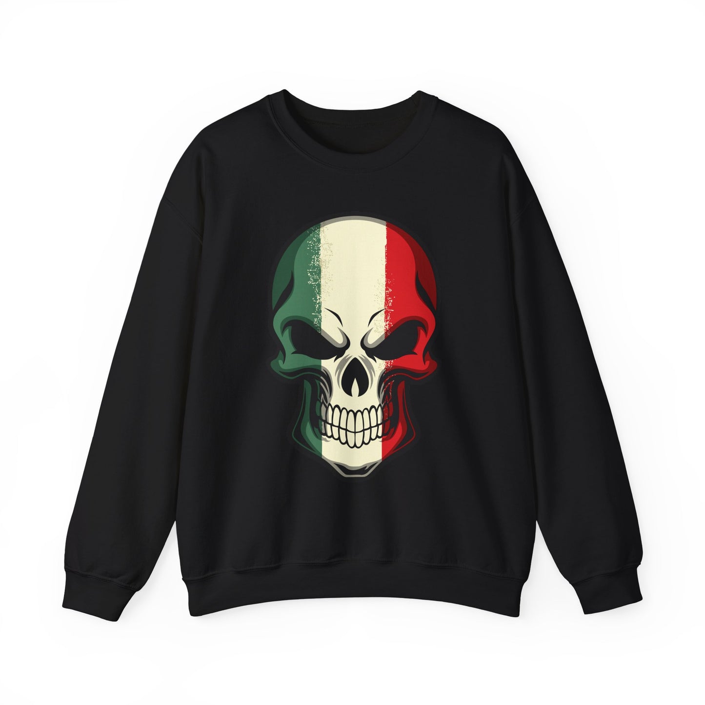 Crewneck Sweatshirt - Red White Green Skull