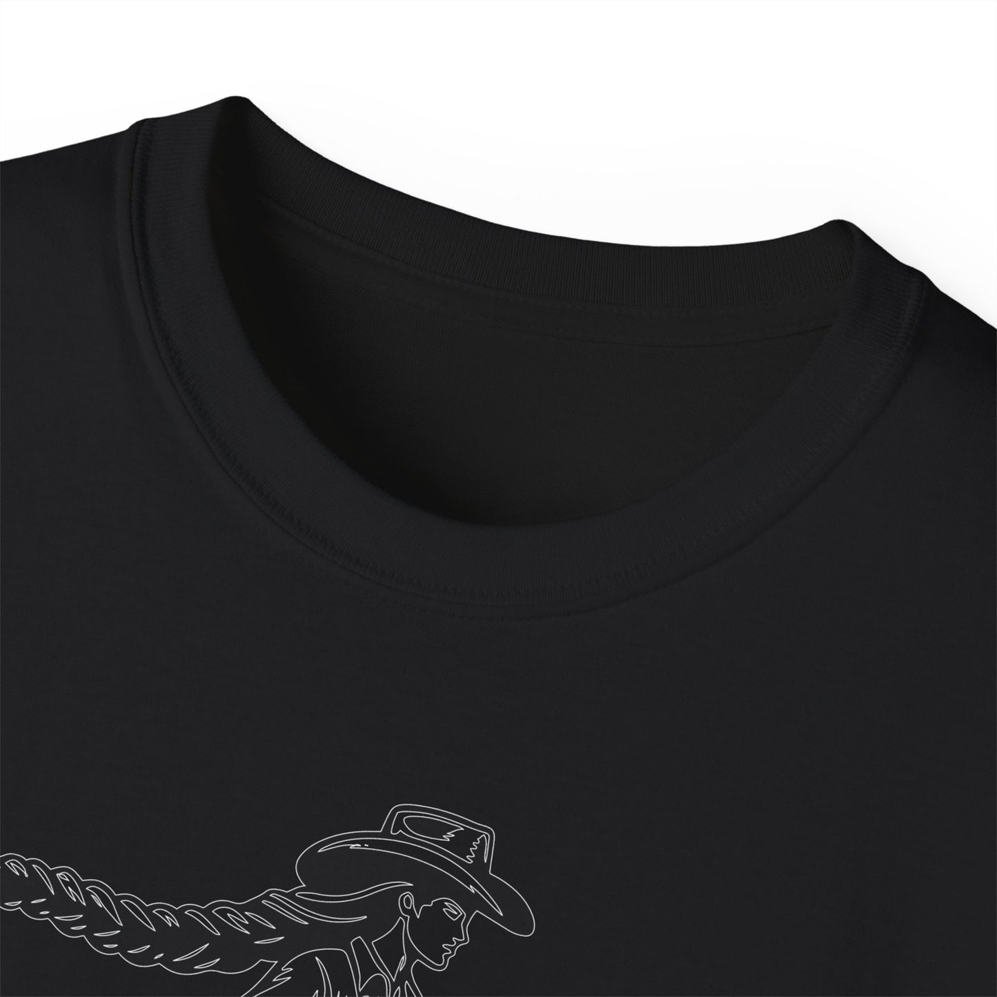 Unisex Ultra Cotton Tee - Cowgirl Riding Horse - Windblown