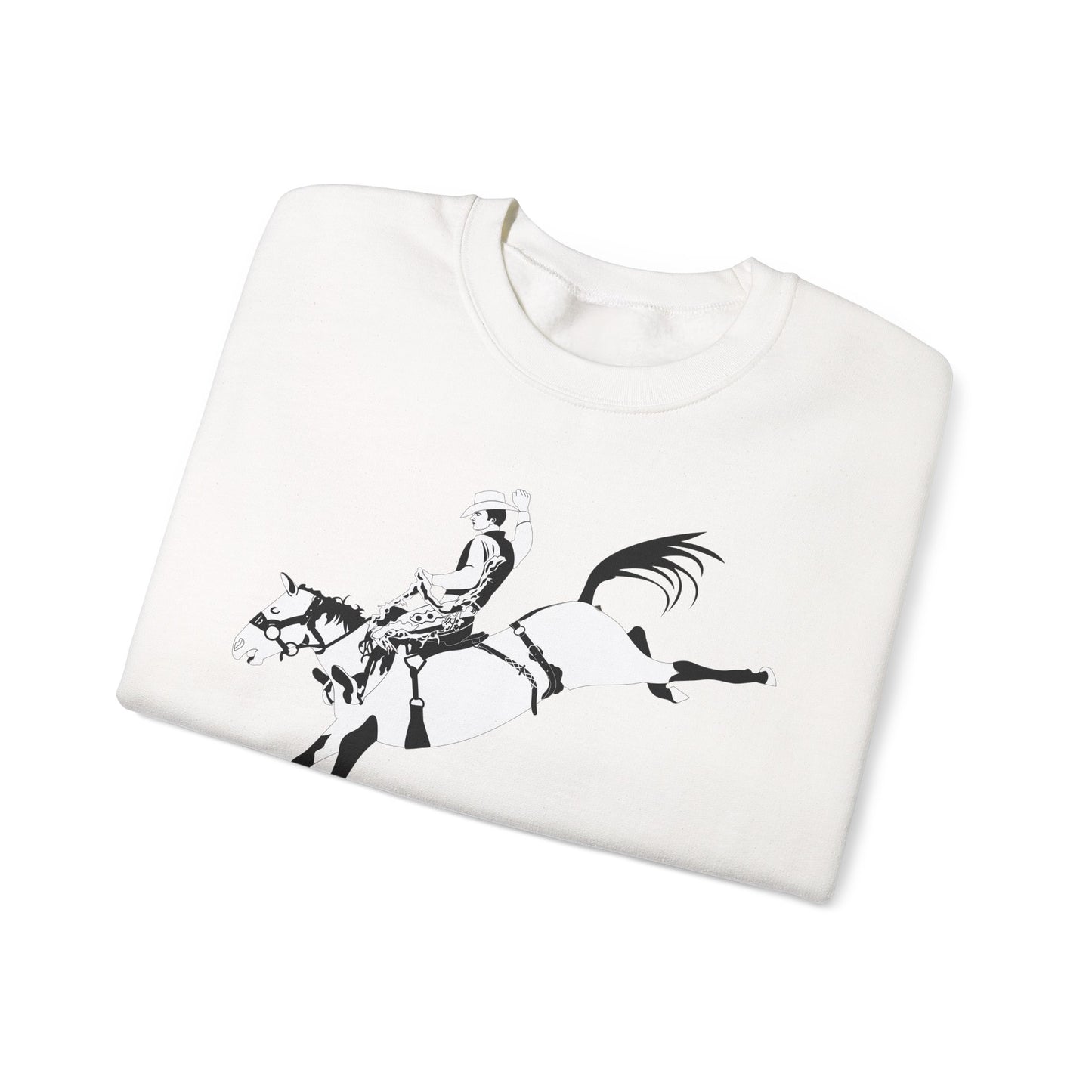 Crewneck Sweatshirt - Cowboy - Bronco Buster - BW