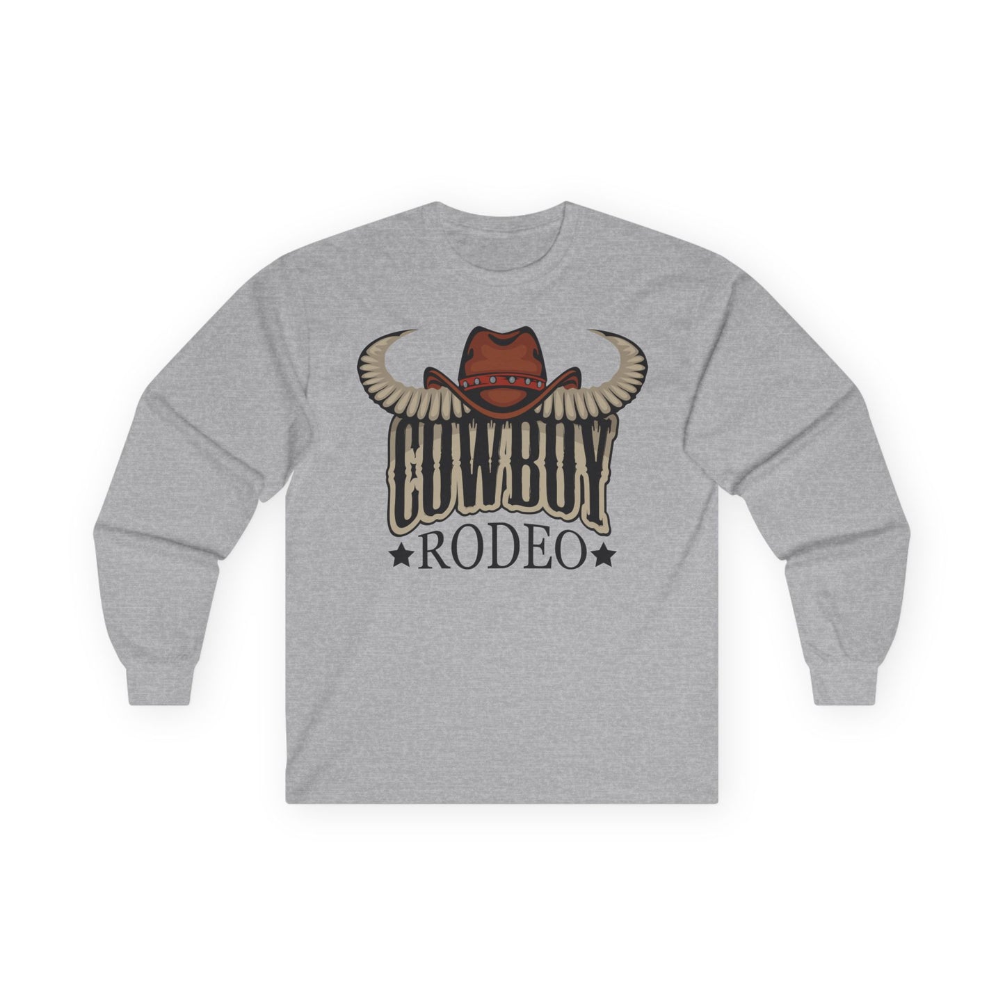 Unisex Ultra Cotton Long Sleeve Tee - Cowboy Rodeo - Horn