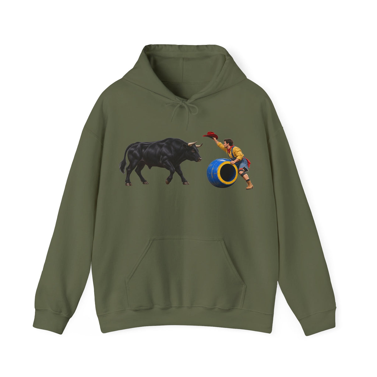 Hoodie — Cowboys - Clown Teasing Bull, Barrel - 3D Transparent