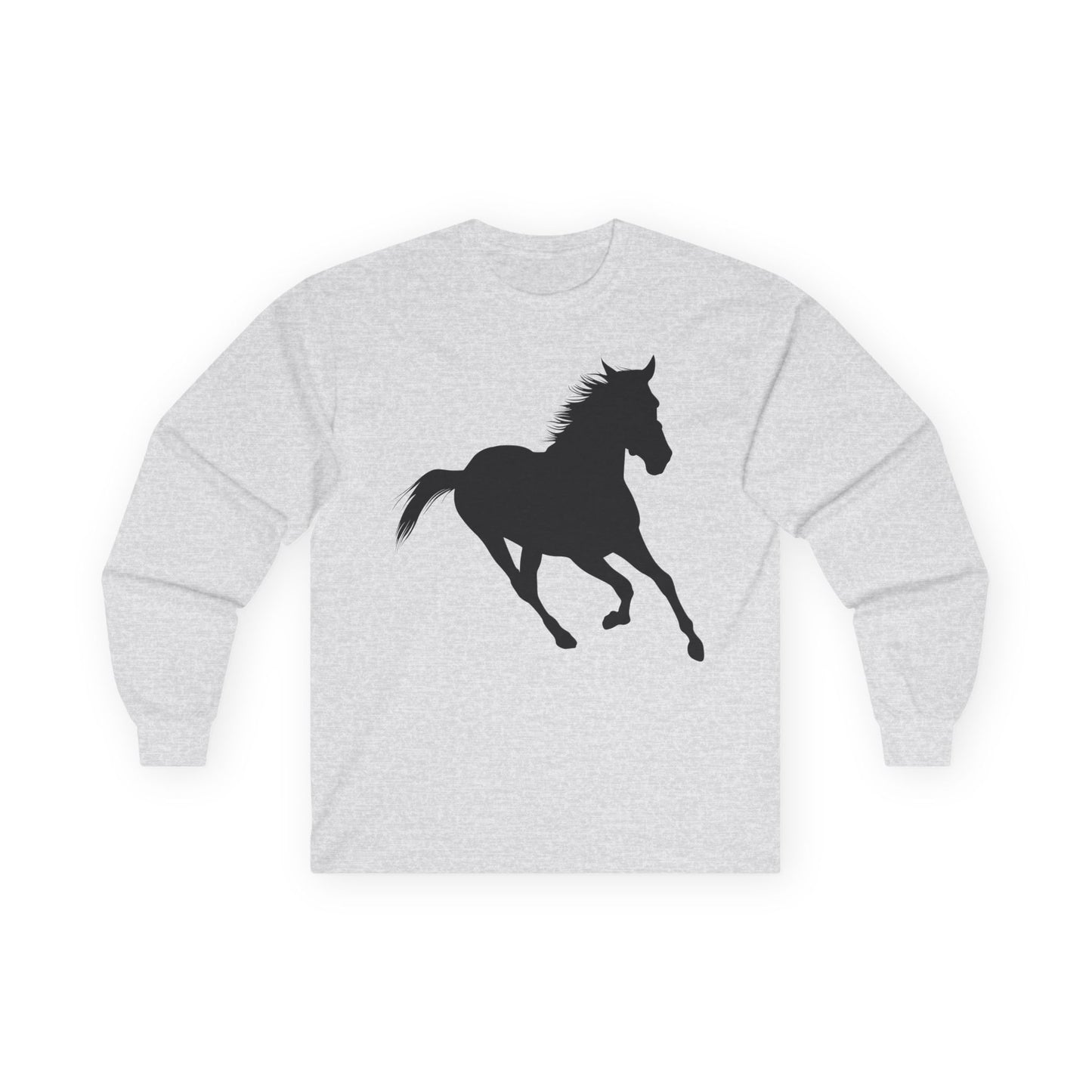 Unisex Ultra Cotton Long Sleeve Tee - Wild Horse - Running Leaning Left X 300