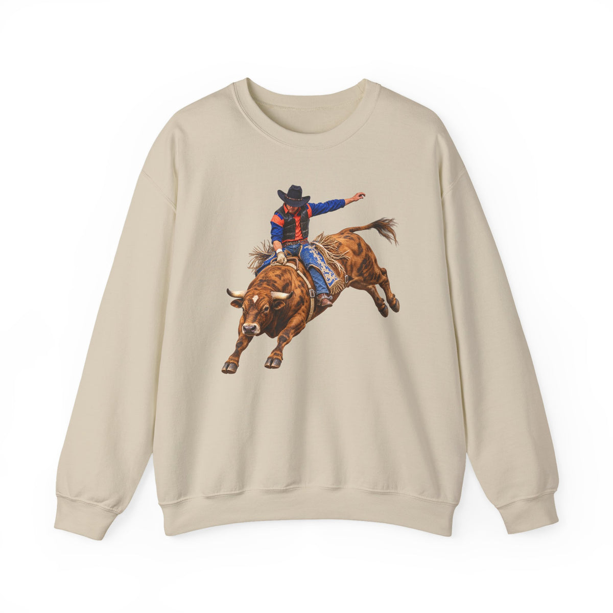 Crewneck Sweatshirt - Cowboys - Bull Rider - Oblique - without Text - 3D Transparent