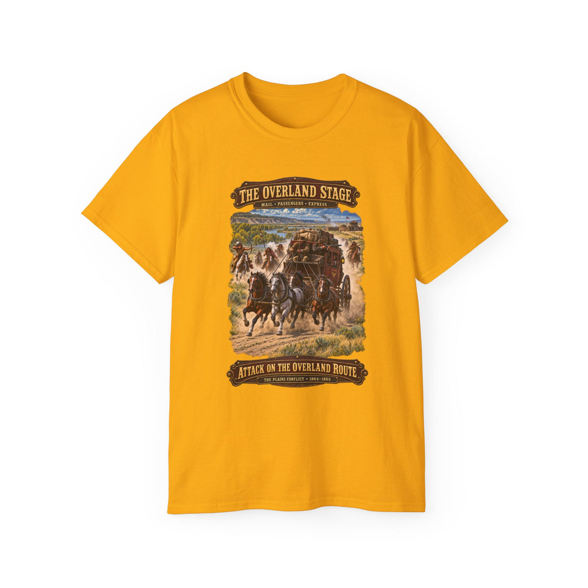 Unisex Ultra Cotton Tee - Overland Stage - Indian Attack on the Trail - 3D - Enhanced