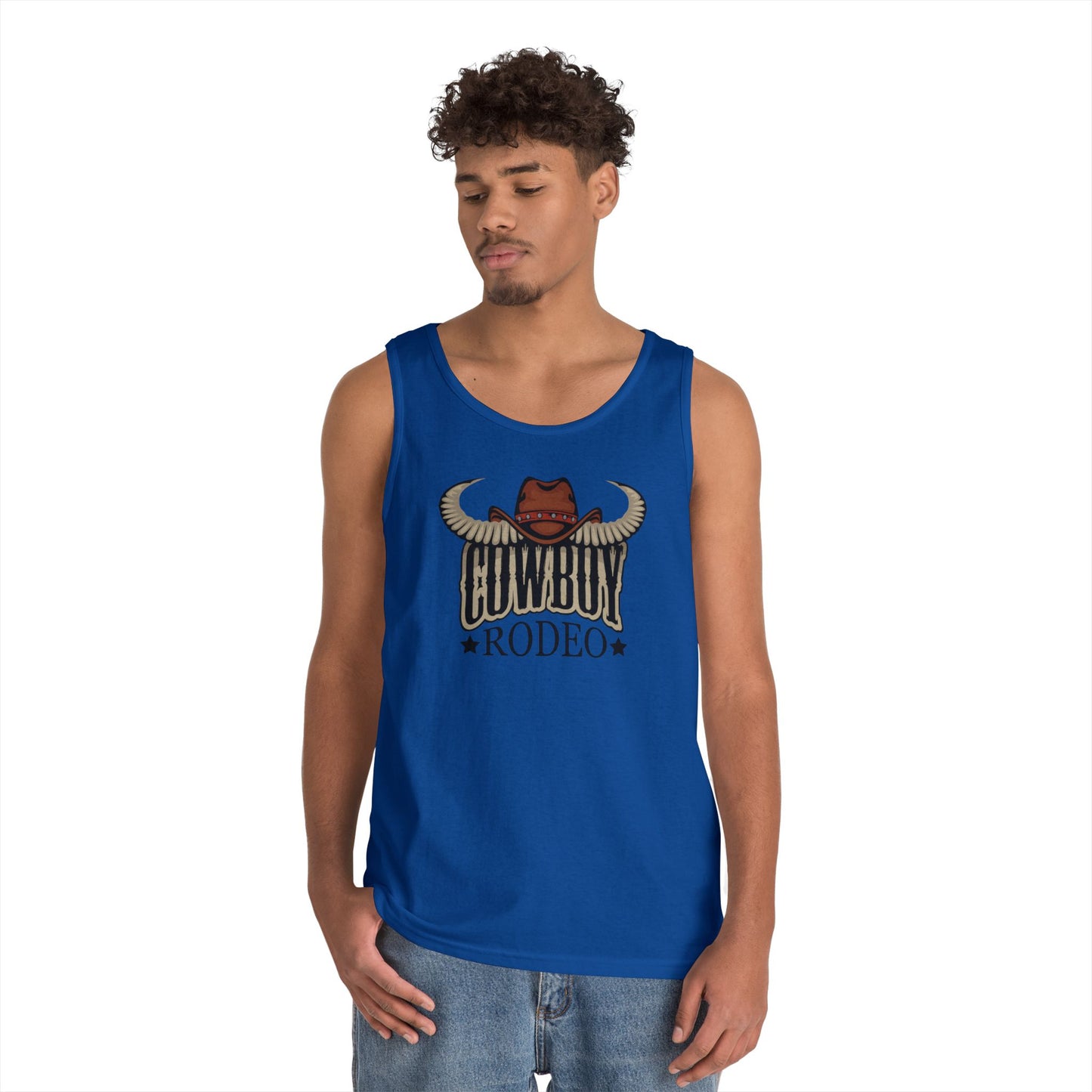Unisex Heavy Cotton Tank Top - Cowboy Rodeo - Horn