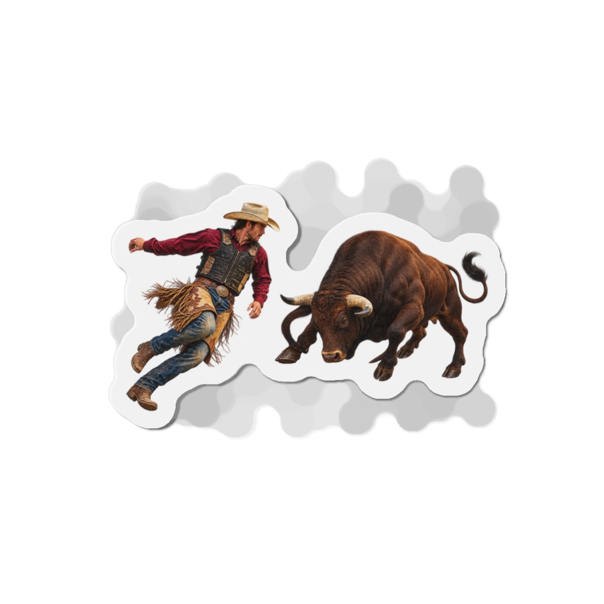 Die-Cut Magnets — Cowboys - Cowboy and Bull - Color - 3D Transparent