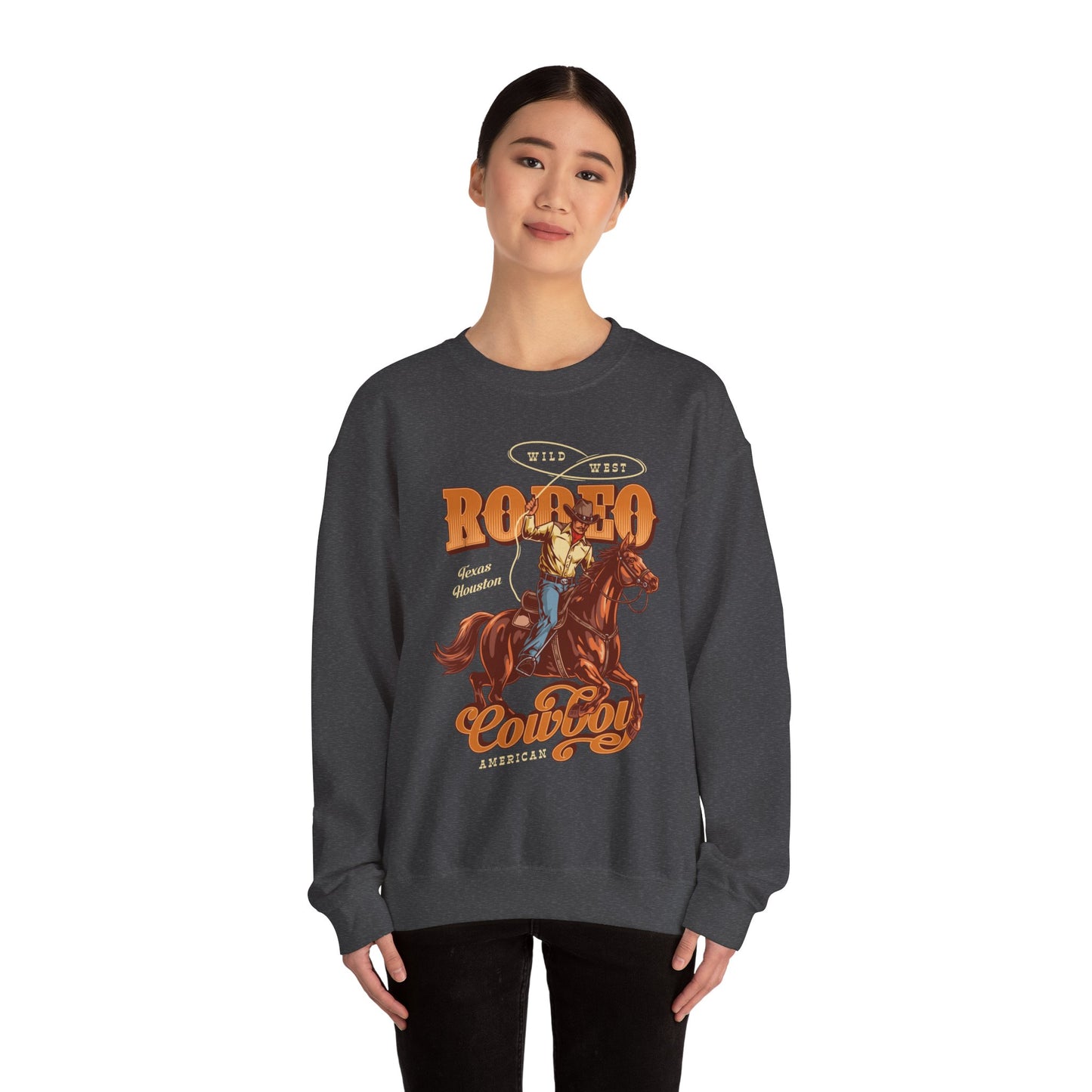 Crewneck Sweatshirt - Wild West - Houston, Texas - American Rodeo Cowboy