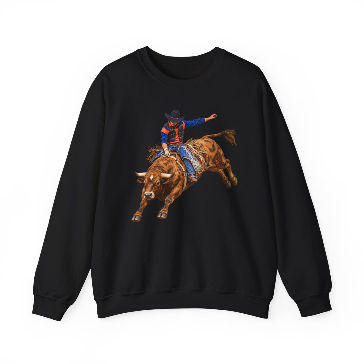 Crewneck Sweatshirt - Cowboys - Bull Rider - Oblique - without Text - 3D Transparent