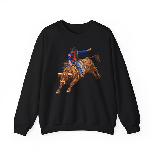 Crewneck Sweatshirt - Cowboys - Bull Rider - Oblique - without Text - 3D Transparent