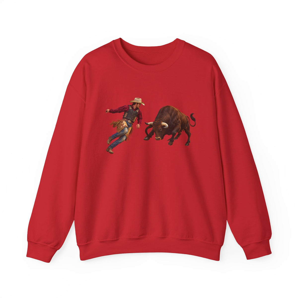 Crewneck Sweatshirt - Cowboys - Cowboy and Bull - Color - 3D Transparent