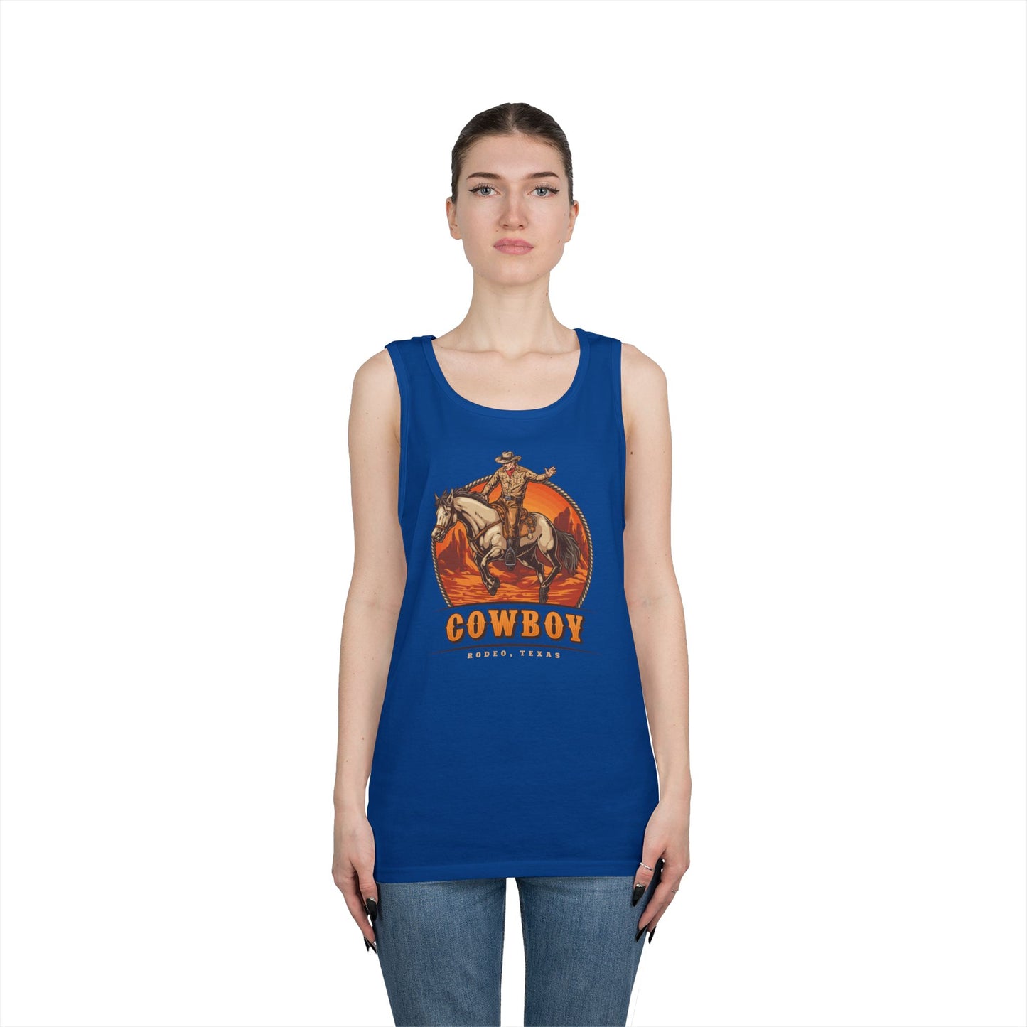 Unisex Heavy Cotton Tank Top - Rodeo Cowboy - Texas