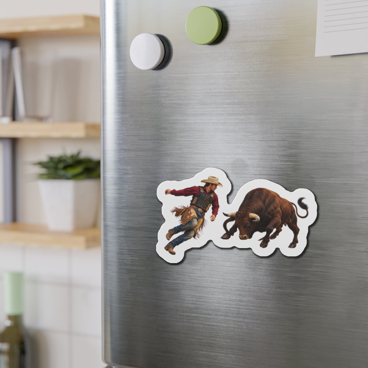 Die-Cut Magnets — Cowboys - Cowboy and Bull - Color - 3D Transparent
