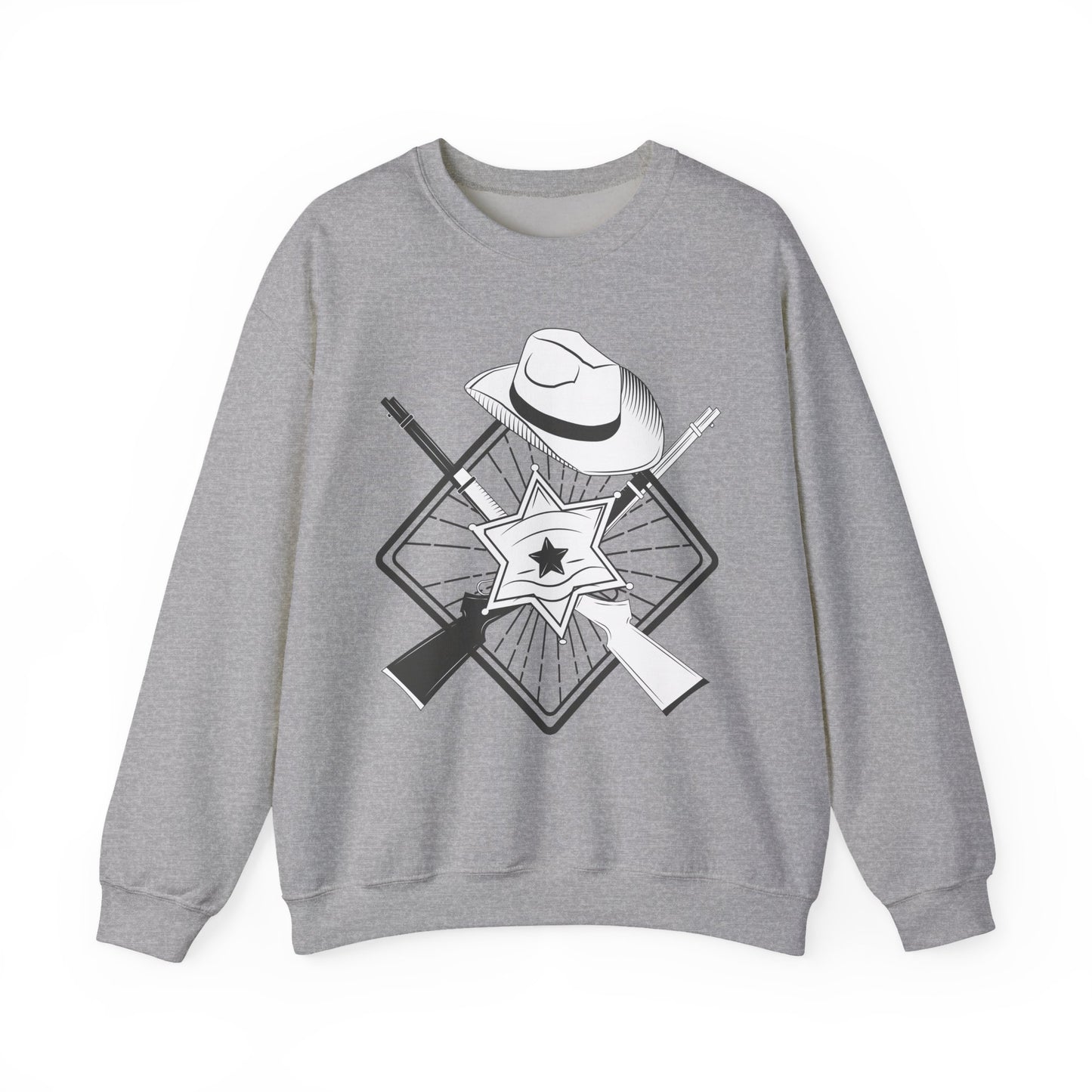 Crewneck Sweatshirt - Vintage Cowboy w Rifles and Hat