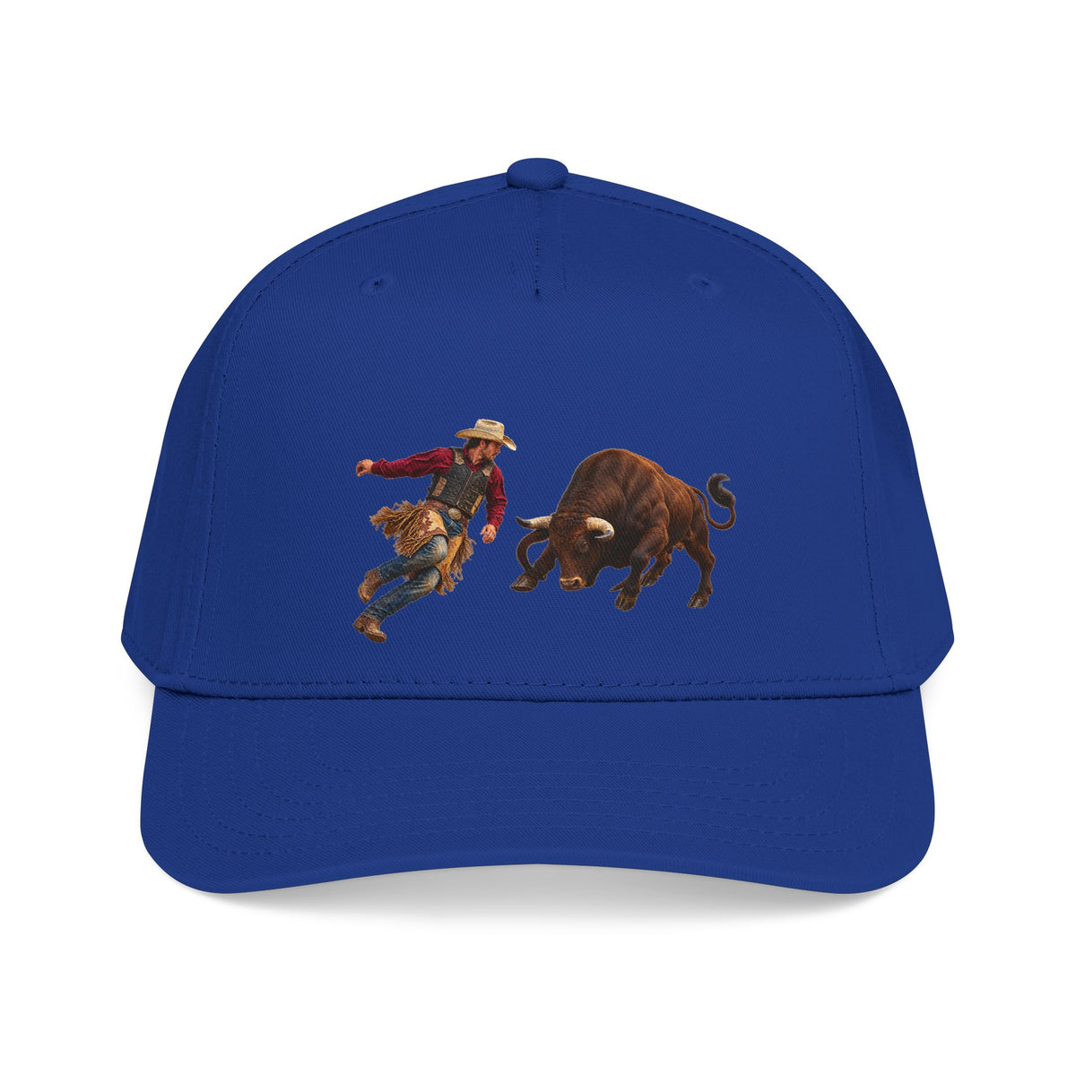 Mid Profile Baseball Cap — Cowboys - Cowboy and Bull - Color - 3D Transparent