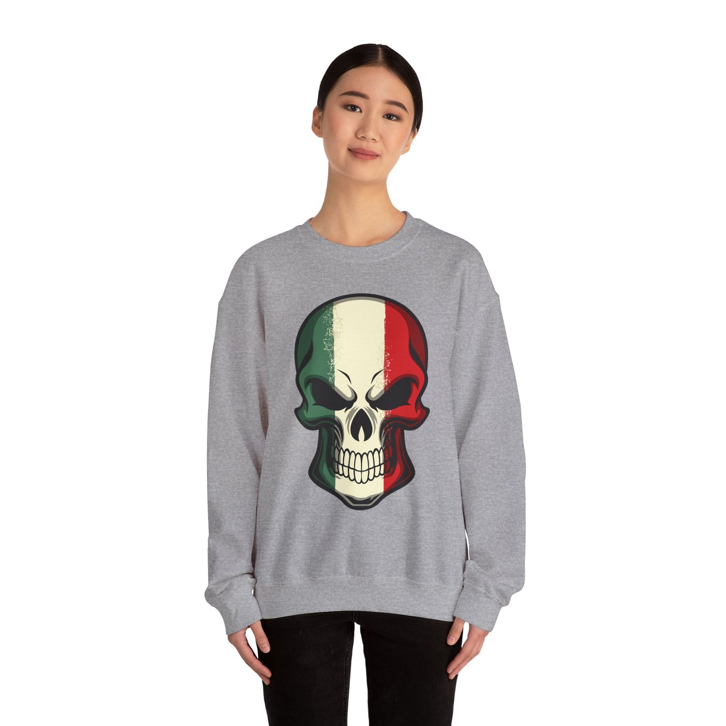 Crewneck Sweatshirt - Red White Green Skull