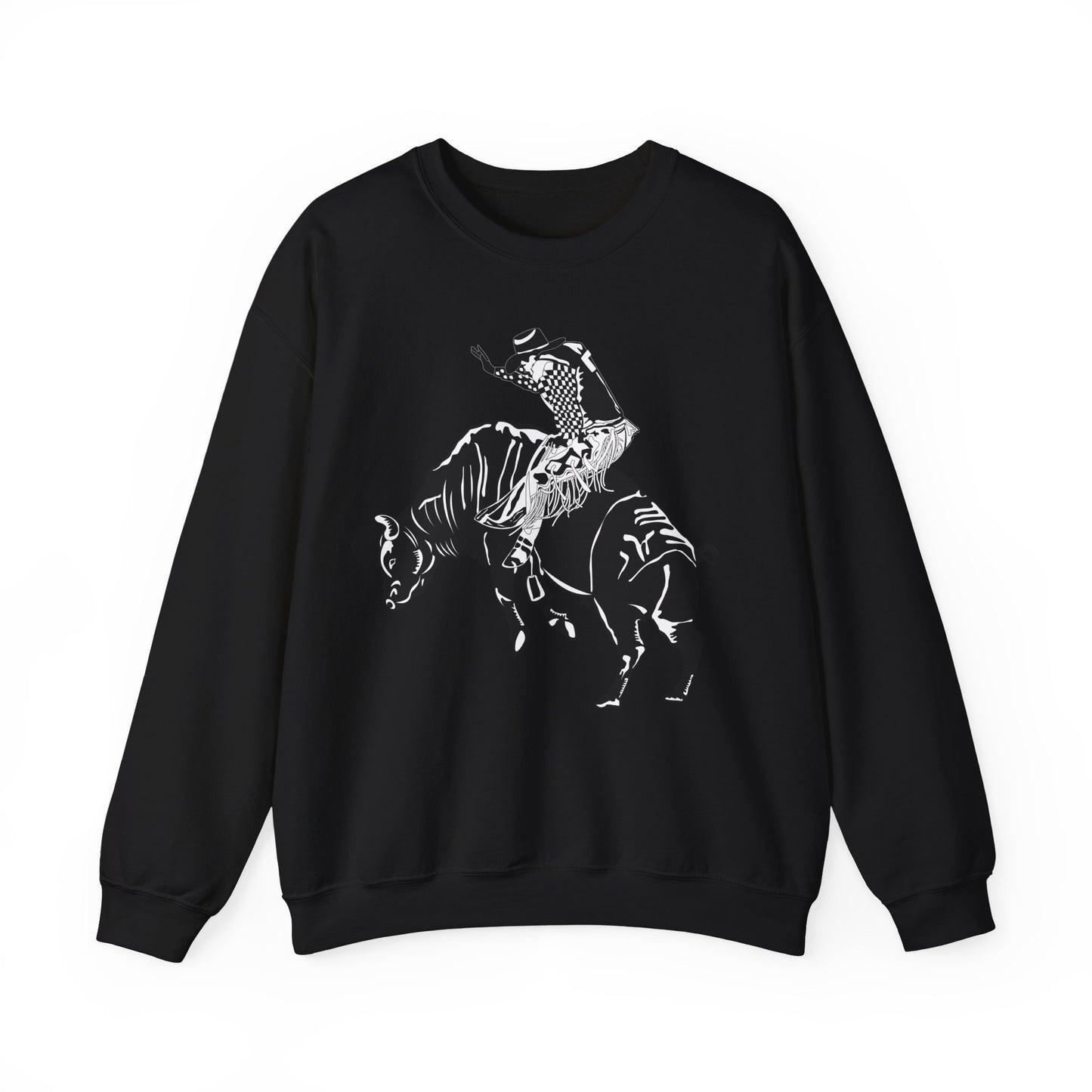 Crewneck Sweatshirt - Cowboy - Bull Rider - BW