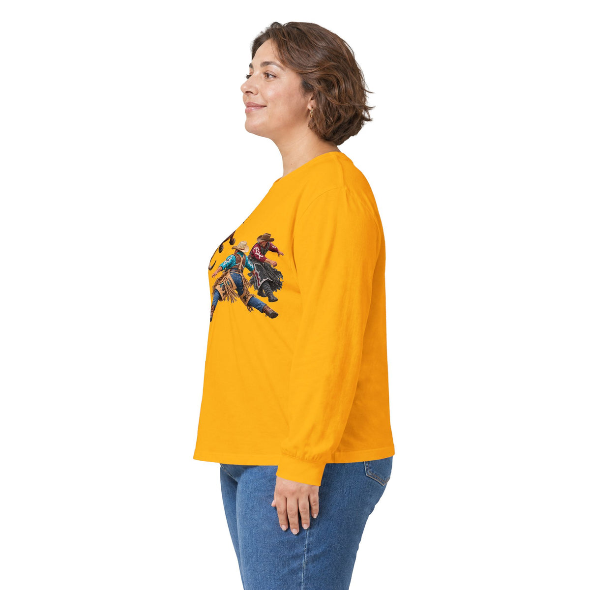 Unisex Ultra Cotton Long Sleeve Tee - Cowboys - Clowns and Brown Bull - without Text - 3D Transparent