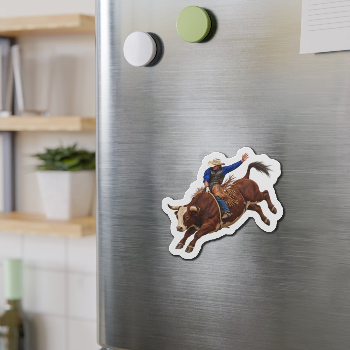 Die-Cut Magnets — Cowboys - Bull Rider - Mid Ride - without Text - 3D Transparent